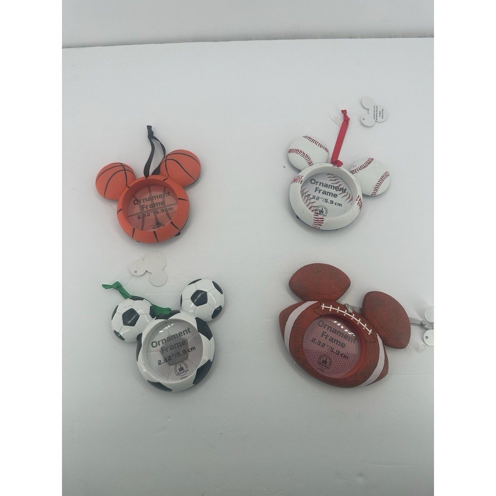 Lot 4 Disney Parks Christmas Ornament Frame Basketball Baseball Soccer Football